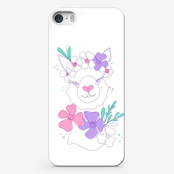Чехол iPhone «Лама в цветах»