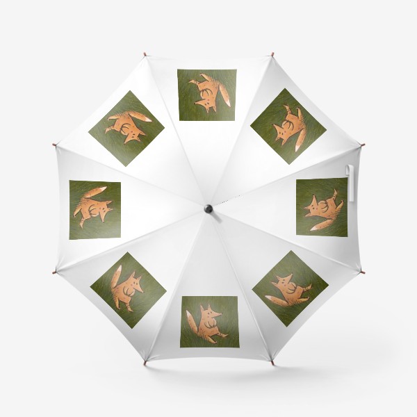 Зонт «Милый лисенок сидит на траве. Пастель. Живопись»