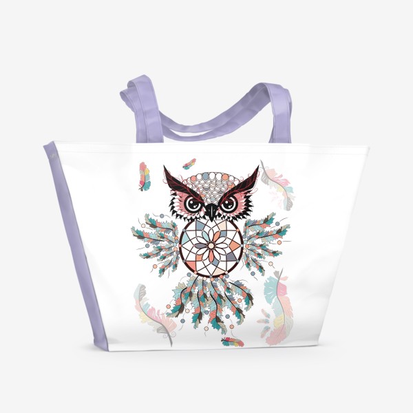 Пляжная сумка «Бохо-сова с ловцом снов»