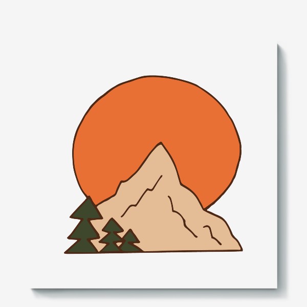 Холст «горы, солнце и лес»