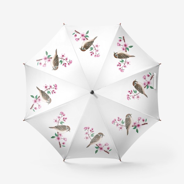 Зонт «Воробей на ветке сакуры»