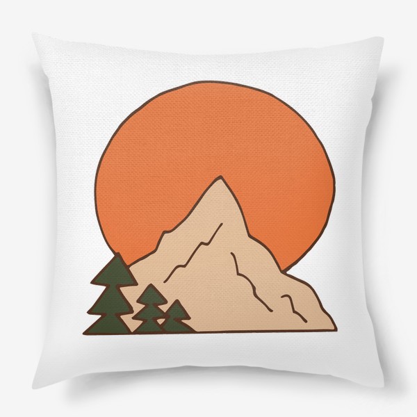 Подушка «горы, солнце и лес»