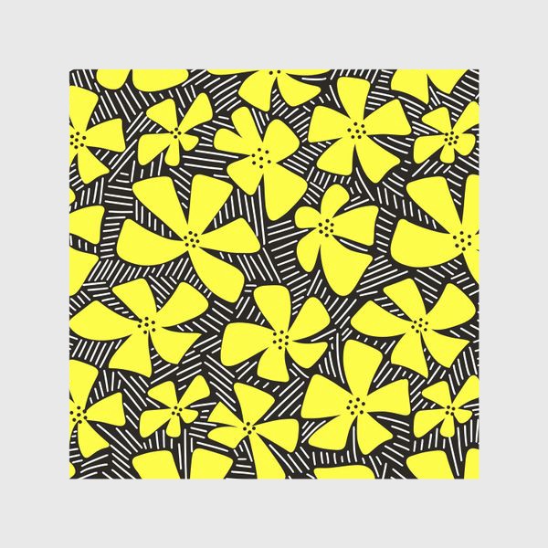 Шторы «Летний паттерн с желтыми цветами»