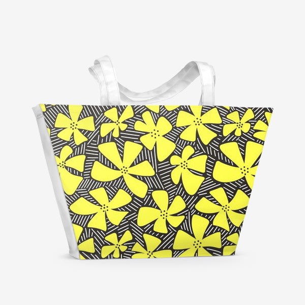 Пляжная сумка «Летний паттерн с желтыми цветами»