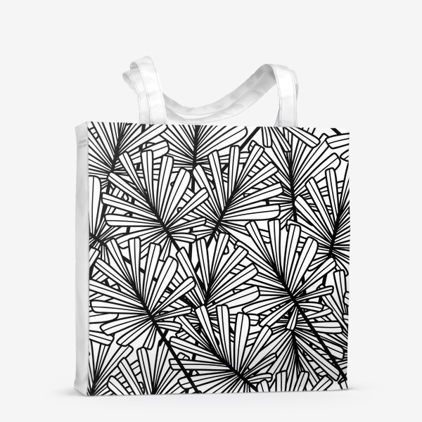 Сумка-шоппер «Листья пальмы - черно-белый паттерн »