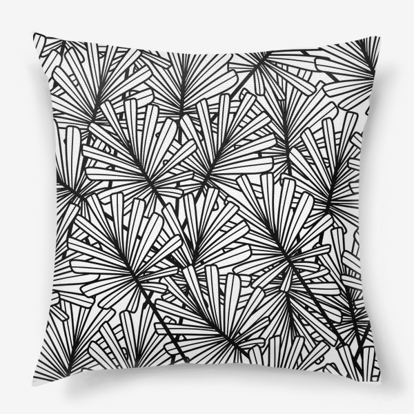 Подушка «Листья пальмы - черно-белый паттерн »