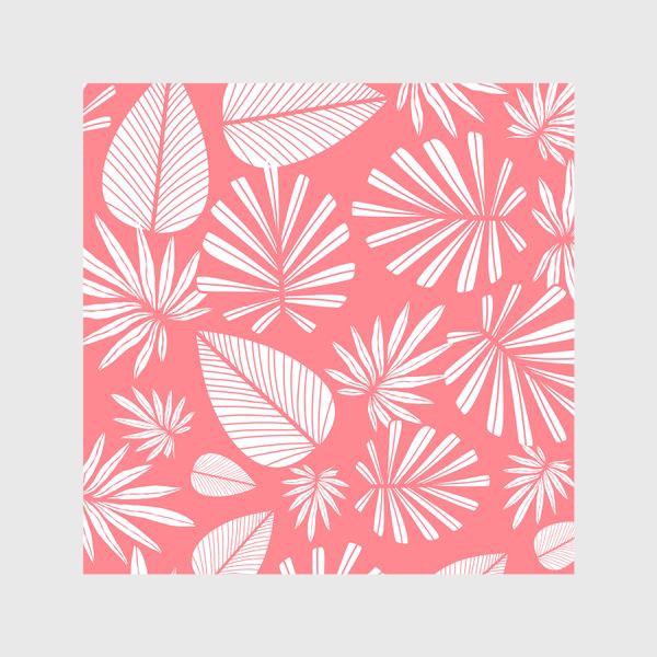 Шторы «Розовый тропический паттерн с листьями пальмы »