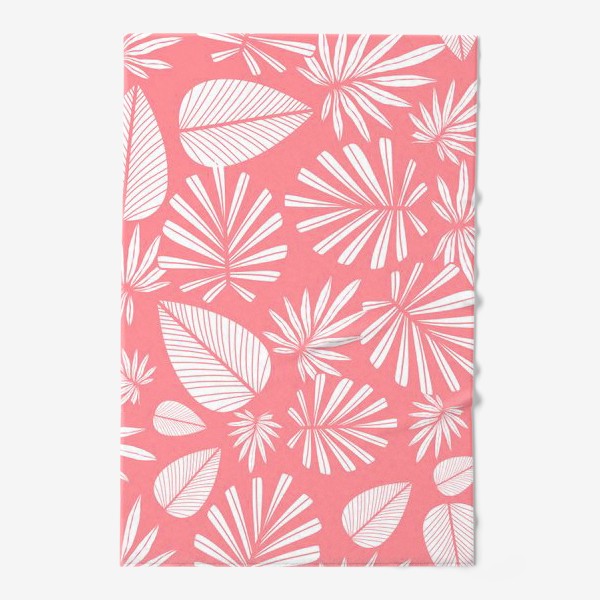 Полотенце «Розовый тропический паттерн с листьями пальмы »
