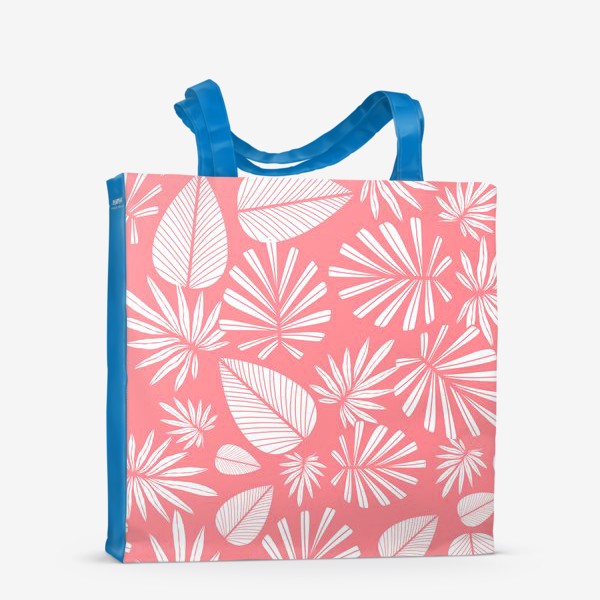 Сумка-шоппер «Розовый тропический паттерн с листьями пальмы »