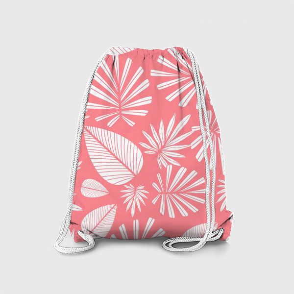 Рюкзак «Розовый тропический паттерн с листьями пальмы »