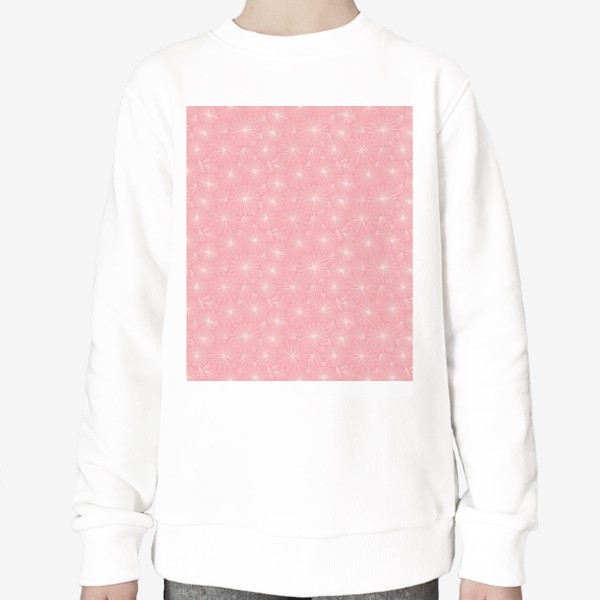 Свитшот «Нежный нюдово- розовой паттерн с белыми  цветами »