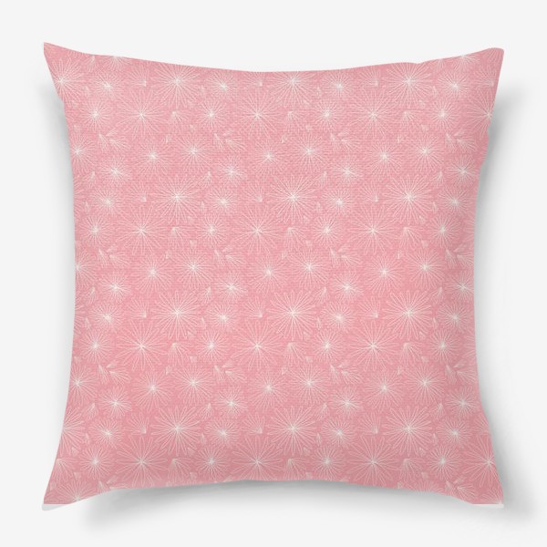 Подушка «Нежный нюдово- розовой паттерн с белыми  цветами »