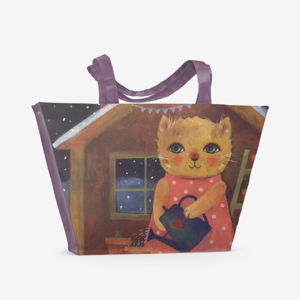 Пляжная сумка «Кошечка в домике»