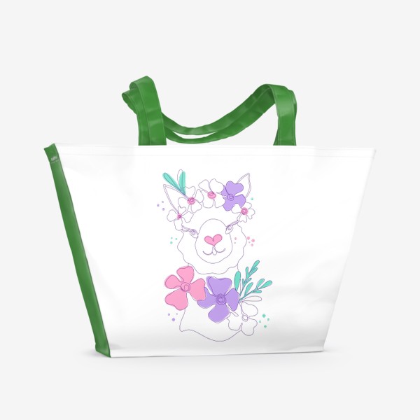 Пляжная сумка «Лама в цветах»