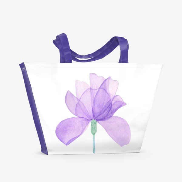 Пляжная сумка &laquo;Акварель Прозрачный цветок ириса&raquo;