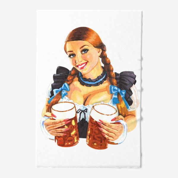Полотенце &laquo;Пинап девушка с пивом. Официантка с пивом&raquo;
