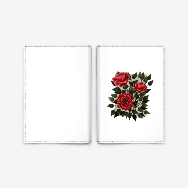 Обложка для паспорта «Розы с листьями»