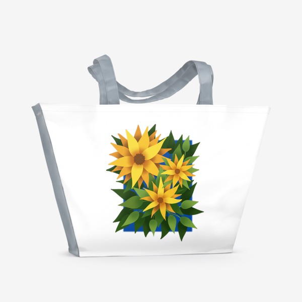 Пляжная сумка «Подсолнухи с листьями»