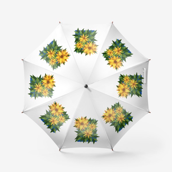 Зонт «Подсолнухи с листьями»