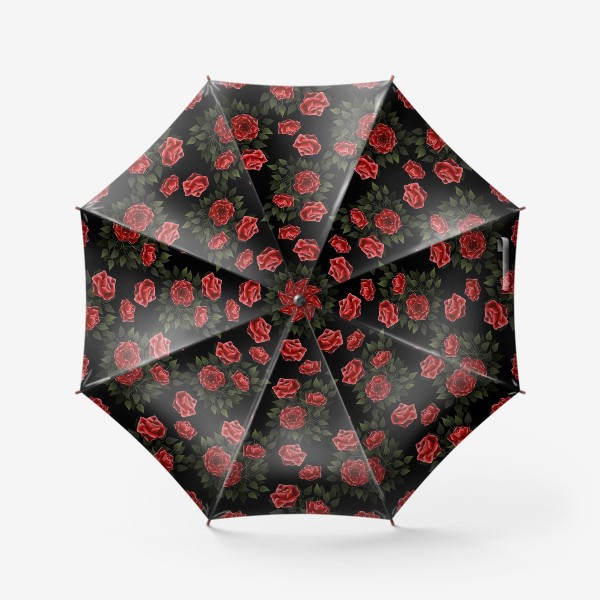 Зонт «Розы на черном - паттерн»