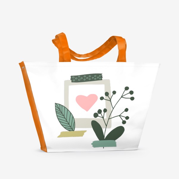 Пляжная сумка «абстрактный коллаж с растениями и сердцем в стиле скрапбукинг»