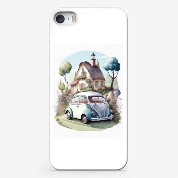 Чехол iPhone «Ретро машинка и старый домик»