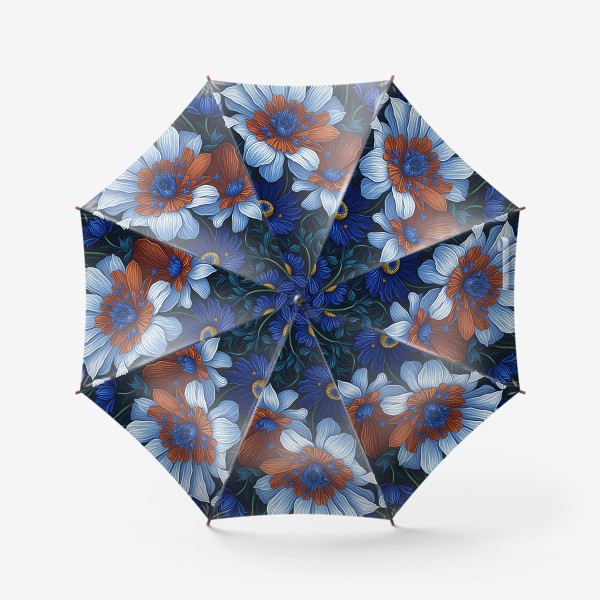 Зонт «Красные и синие цветы»