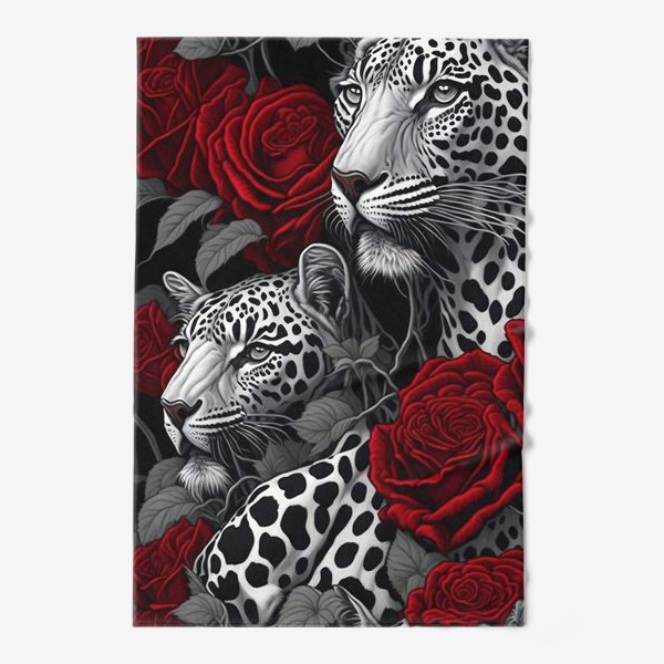 Полотенце «Леопарды и розы»