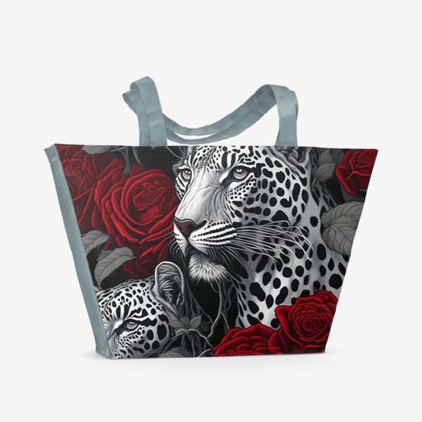 Пляжная сумка «Леопарды и розы»