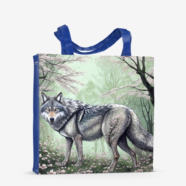 Сумка-шоппер «Серый волк в цветущем лесу»