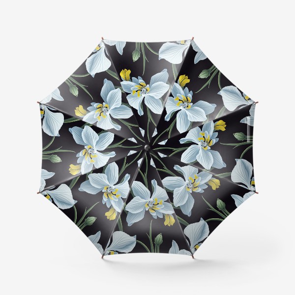 Зонт «Белые орхидеи на чёрном фоне»