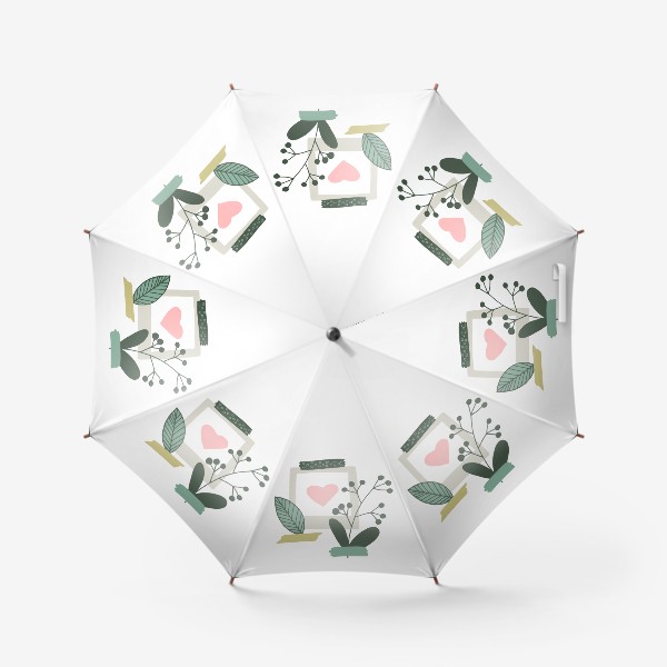 Зонт «абстрактный коллаж с растениями и сердцем в стиле скрапбукинг»