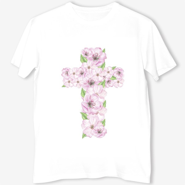 Футболка «Крест, цветы вишни»