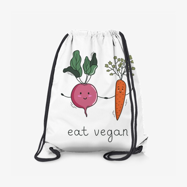 Рюкзак &laquo;Eat vegan. Принт с милыми овощами в дудл стиле&raquo;