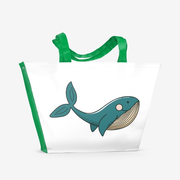 Пляжная сумка «Кит. Символ океана. Иллюстрация в дудл стиле»