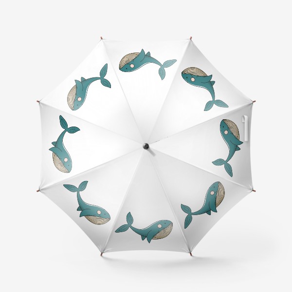 Зонт «Кит. Символ океана. Иллюстрация в дудл стиле»