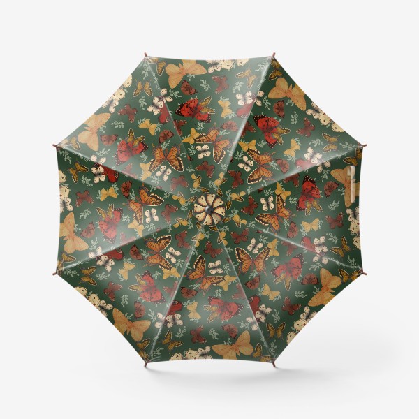 Зонт «Бабочки на зеленом фоне»