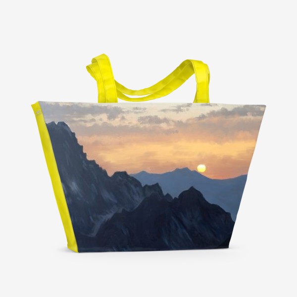 Пляжная сумка «Закат в горах. Горные вершины»