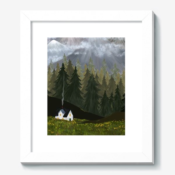 Картина «Путешествие. Летний пейзаж с домом и горами»