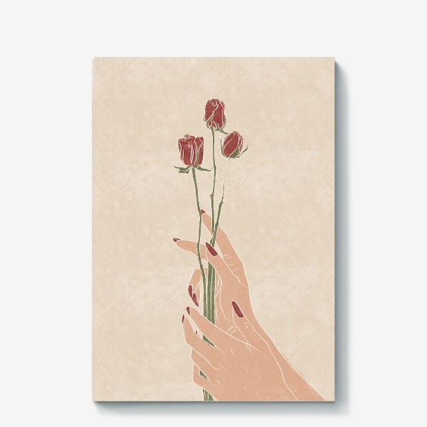 Холст «Розы, цветы, руки, букет»
