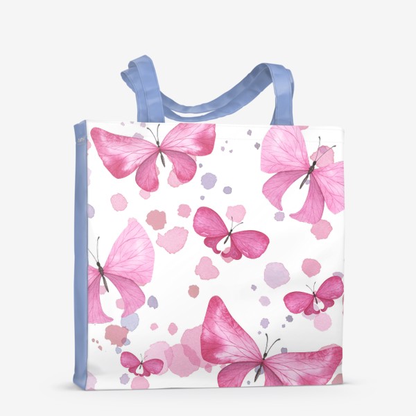 Сумка-шоппер «Бабочки розовые акварельные. Паттерн, орнамент, узор»