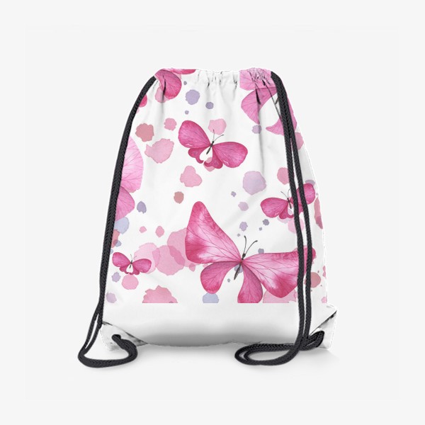Рюкзак «Бабочки розовые акварельные. Паттерн, орнамент, узор»