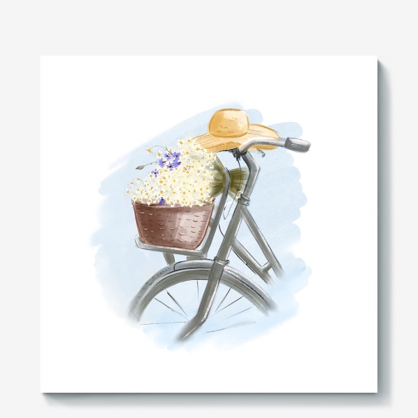 Холст «Велосипед и ромашки»