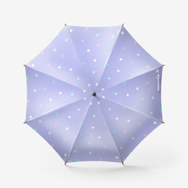 Зонт «Милый светлый волшебный принт в точку, розовые белые и голубые кружки на фиолетовом фоне»