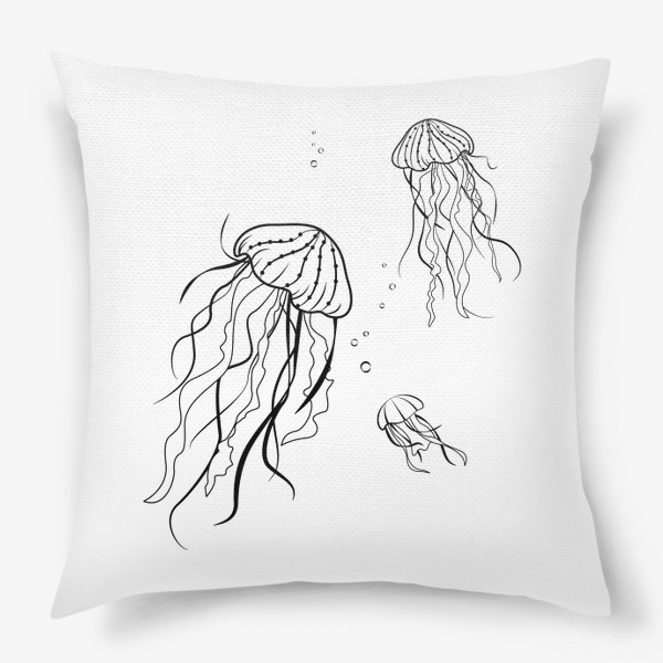 Подушка «танец медуз в графике»
