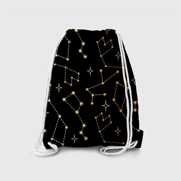 Рюкзак «Паттерн золотые сияющие созвездия на черном фоне»