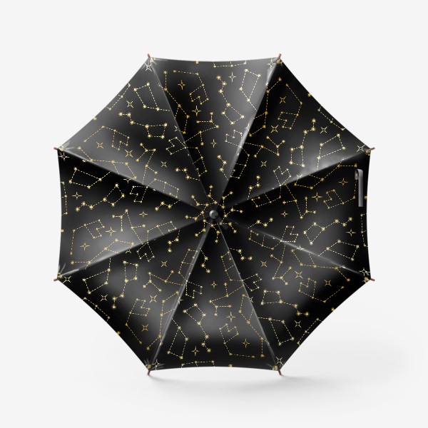Зонт &laquo;Паттерн золотые сияющие созвездия на черном фоне&raquo;
