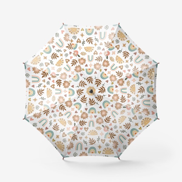 Зонт «Милый пестрый светлый принт в стиле бохо на белом фоне»