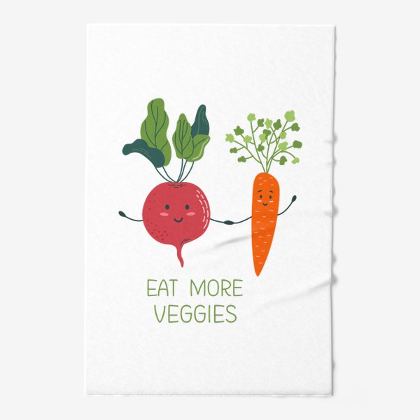 Полотенце &laquo;Eat more veggies. Принт с милыми овощами. Концепция здорового образа жизни&raquo;