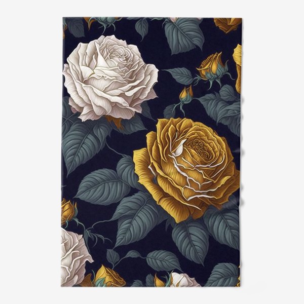 Полотенце «Золотые и кремовые розы»